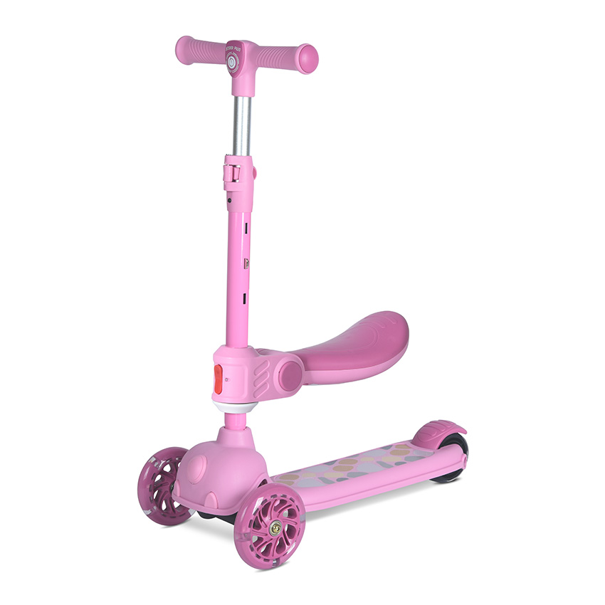 Trottinette Évolutive 2-en-1 avec Siège Pliable rose